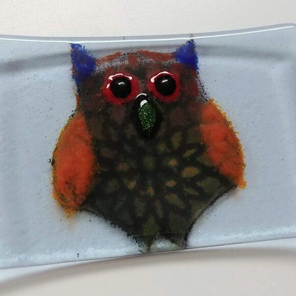 Handmade Fused Glass Owl Dish - Picture 3 of 7